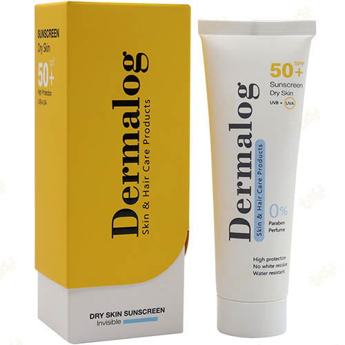 ضدآفتاب بی رنگ درمالوگ مخصوص پوست خشک SPF50